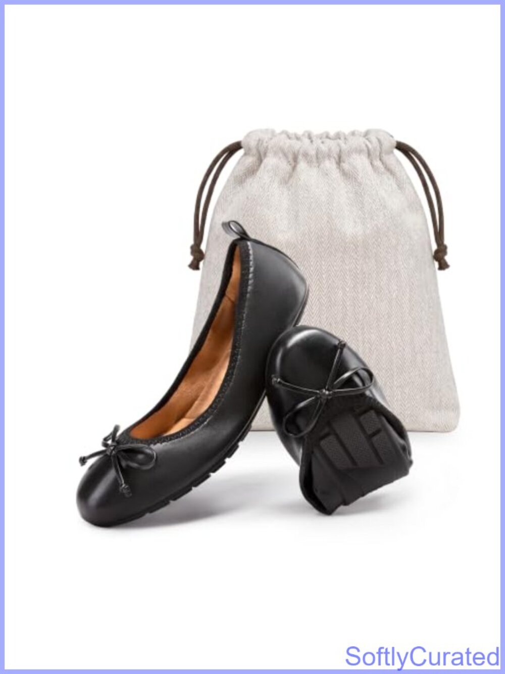 Women's Foldable Bowknot Ballet Flats Faux Leather Bow Comfort Walking Flats